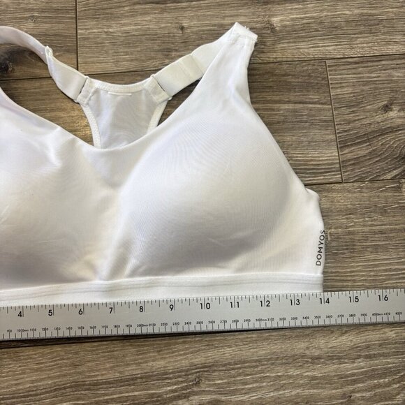DOMYOS Size L Womens White Lined Wireless Pull On Racer Back Sports Bra - Picture 9 of 9